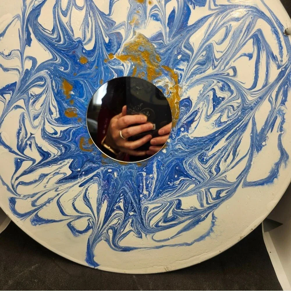 Hand Crafted Colorful Mirror Fluid Art Painting On 12